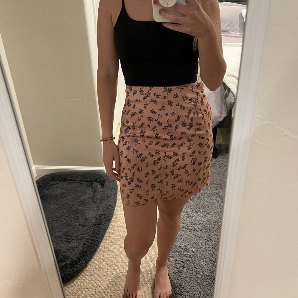 All in Favor Floral Silk Skirt